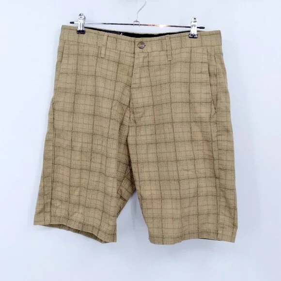Volcom Corpo Class Men Chino Plaid Shorts Size 32 - Picture 1 of 8